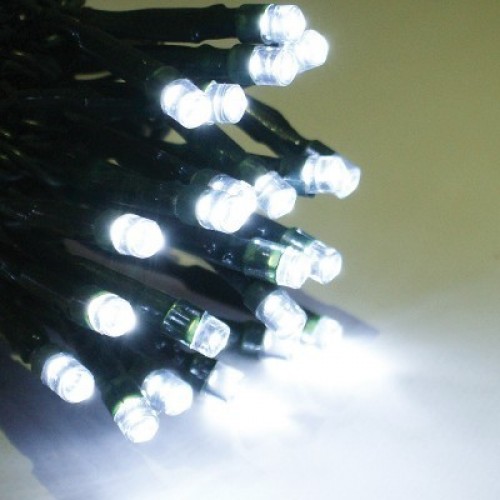 13M 100 LED Fairy Lights - White (Green Cable) 