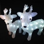 3D Acrylic Reindeer 2Pcs - 42CM. And 34CM. High with 64 LED Lights