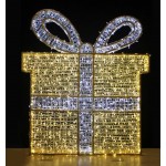 3D Gold Gift Box with White Ribbon - H 2M - Festival Christmas Display